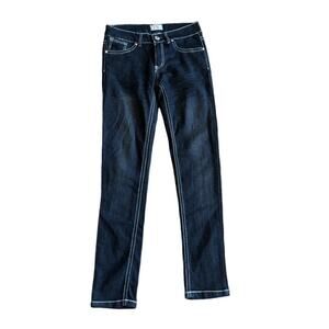 F&F Skinny Dark Wash Jeans Juniors 5/6 Bedazzled Seat Mid Rise Stretch New